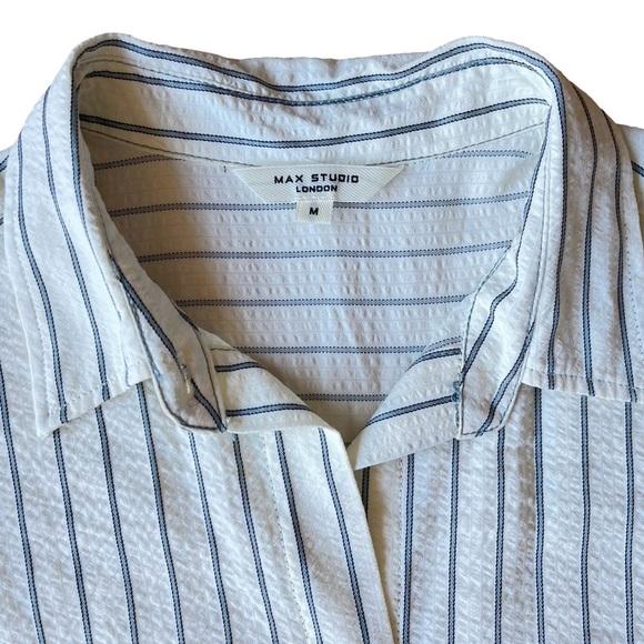 Max Studio London Striped Shirt Button Down Dress Belted Midi – Size Medium - Picture 5 of 11